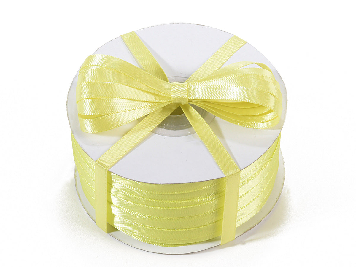 Nastro doppio raso color giallo acido, mm 6 x 100 m