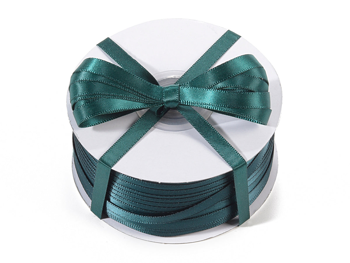 Nastro doppio raso color verde smeraldo, mm 6 x 100 m