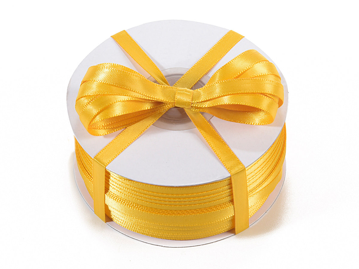 Nastro doppio raso color giallo ocra, mm 6 x 100 m