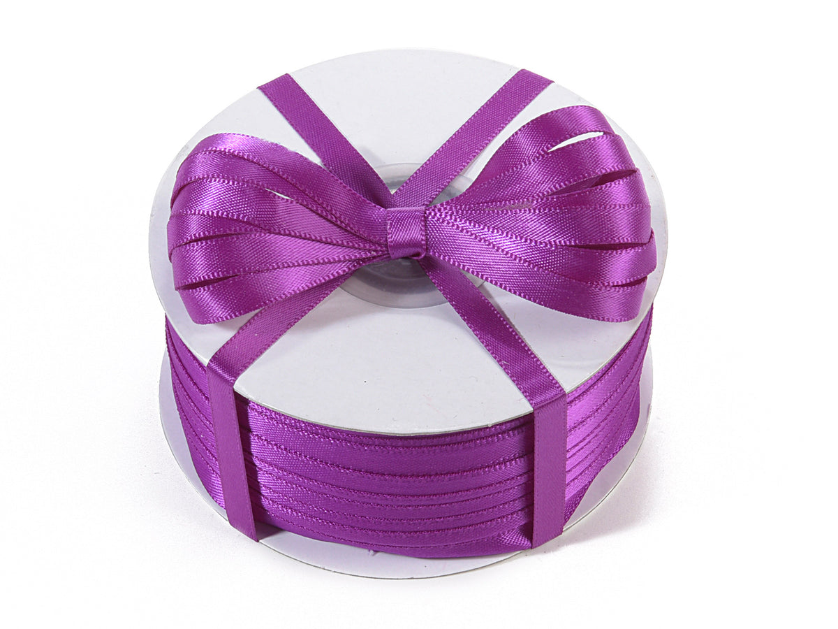 Nastro doppio raso color viola orchidea, mm 6 x 100 m