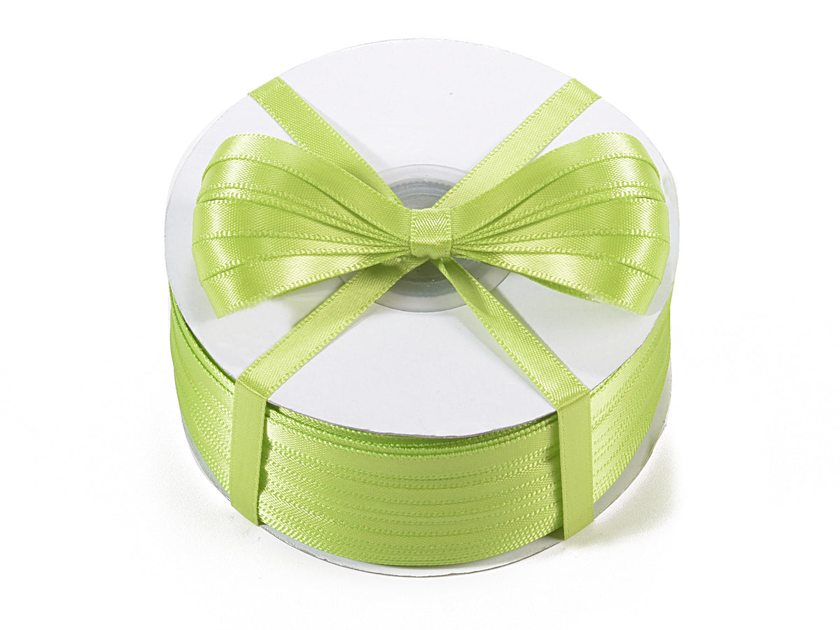 Nastro doppio raso color verde mela, mm 6 x 100 m