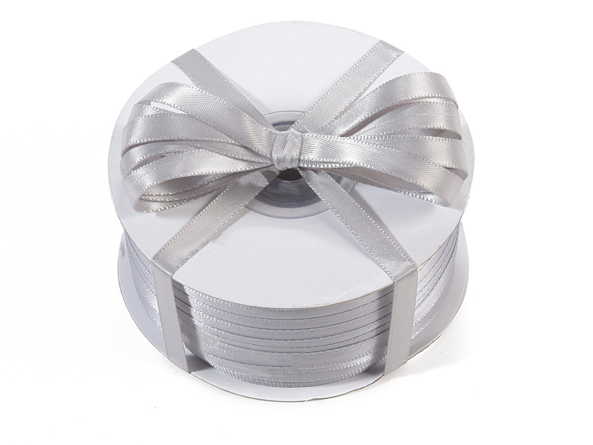Nastro doppio raso color grigio argento, mm 6 x 100 m