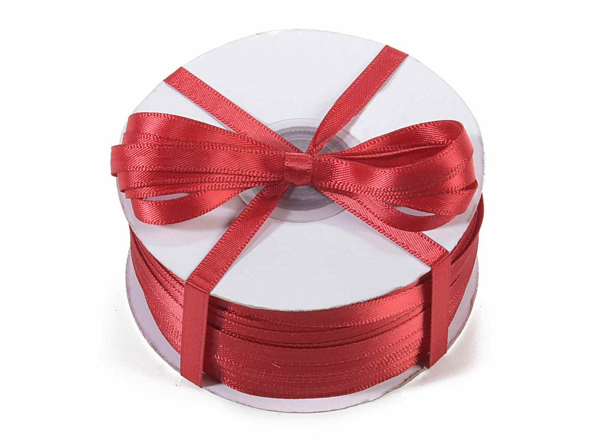 Nastro doppio raso color rosso rubino, mm 6 x 100 m