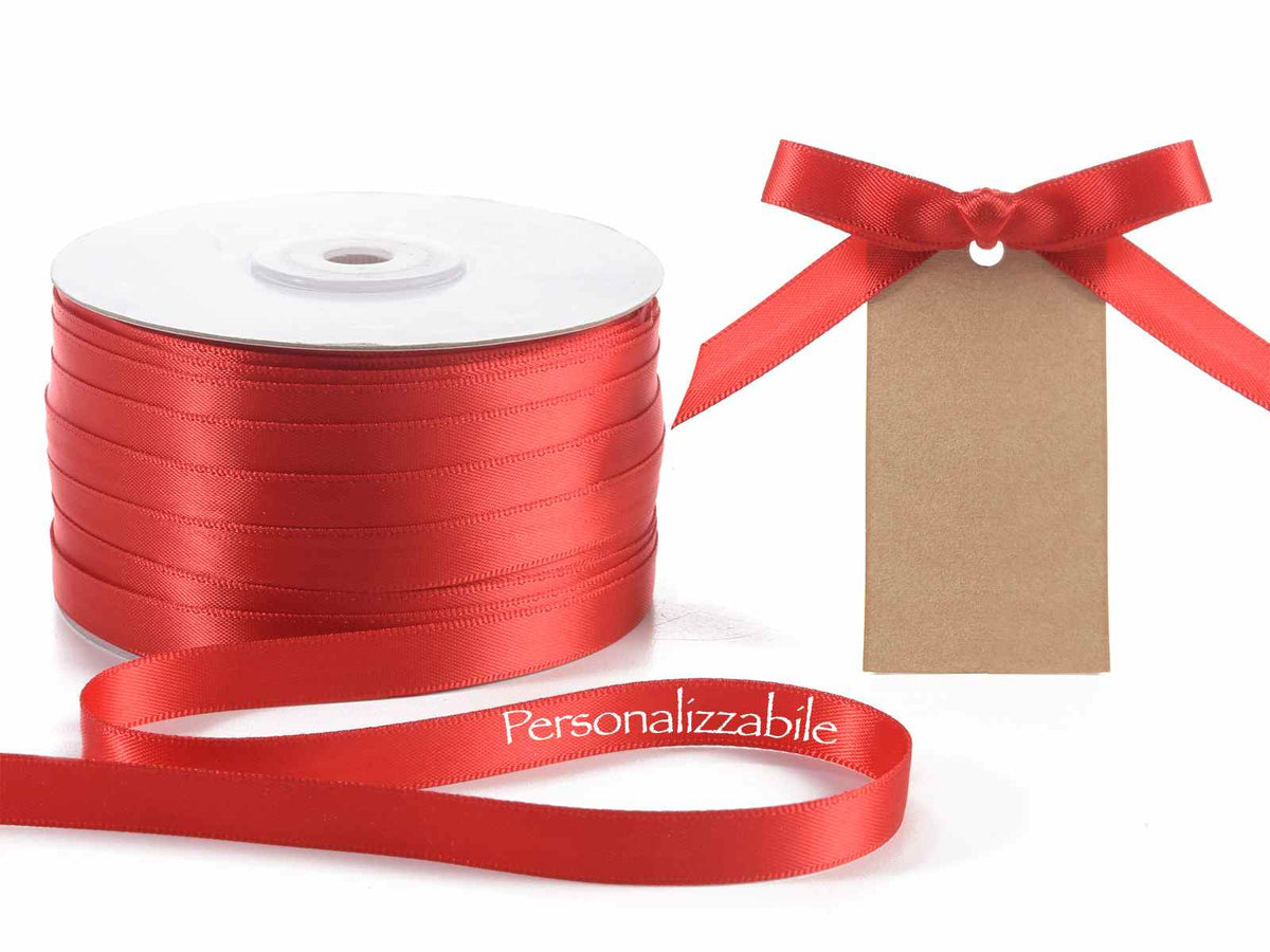 Nastro personalizzato doppio raso rosso fragola 10 mm, set da 500 pezzi, mm 10 H