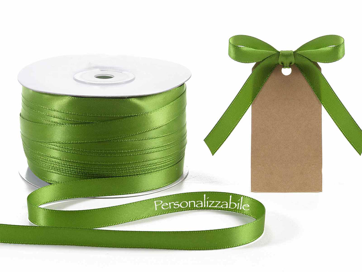 Nastro personalizzato doppio raso verde garden 10 mm, set da 500 pezzi, mm 10 H
