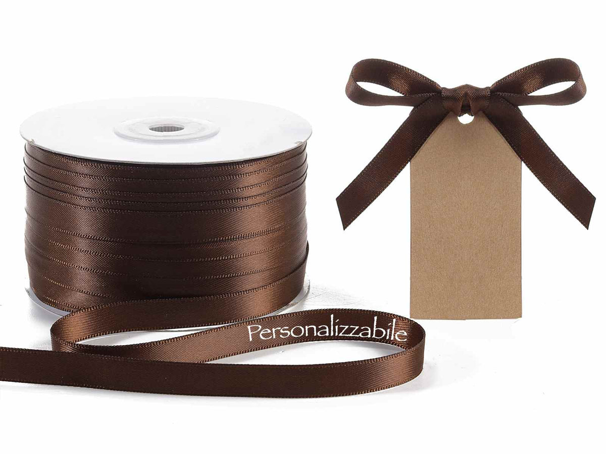 Nastro personalizzato doppio raso marrone 10 mm, set da 500 pezzi, mm 10 H