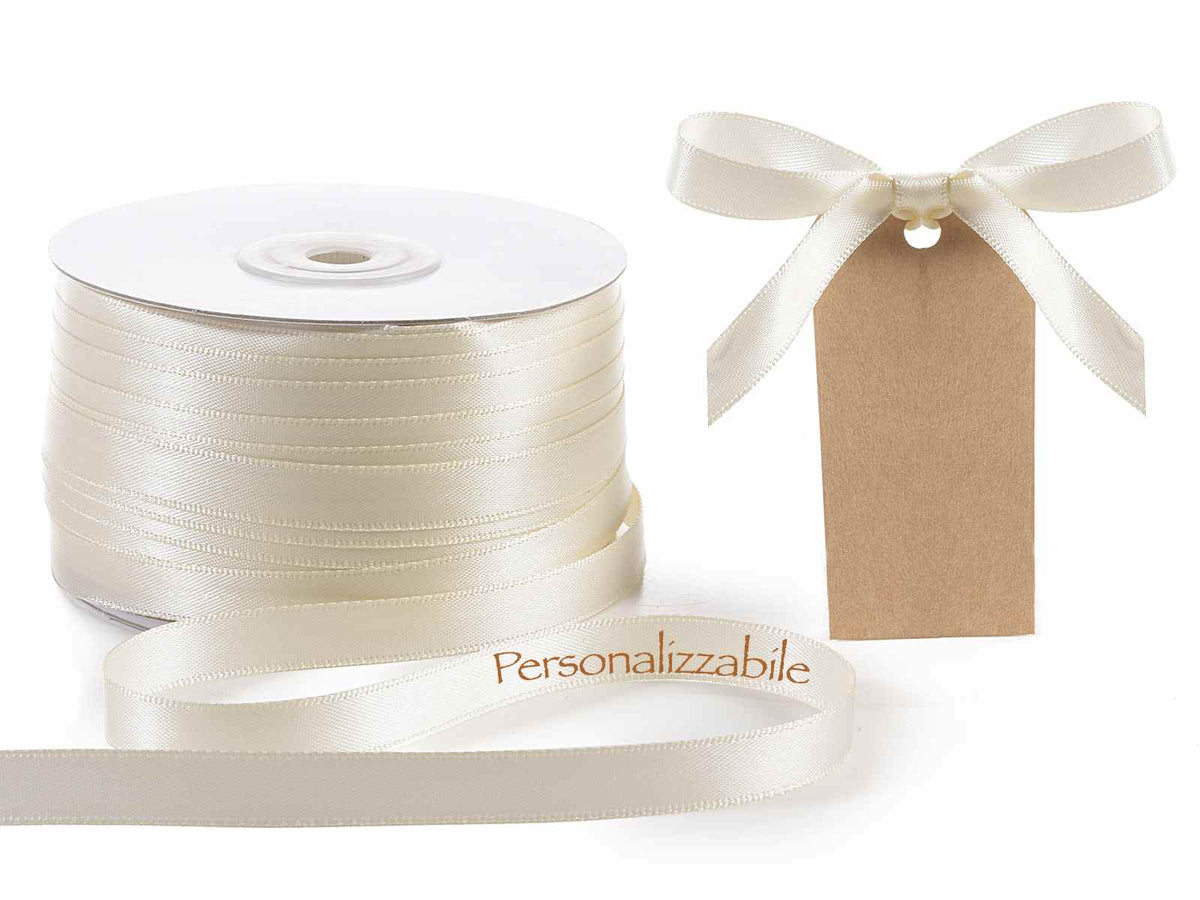 Nastro personalizzato doppio raso bianco antico 10 mm, set da 500 pezzi, mm 10 H