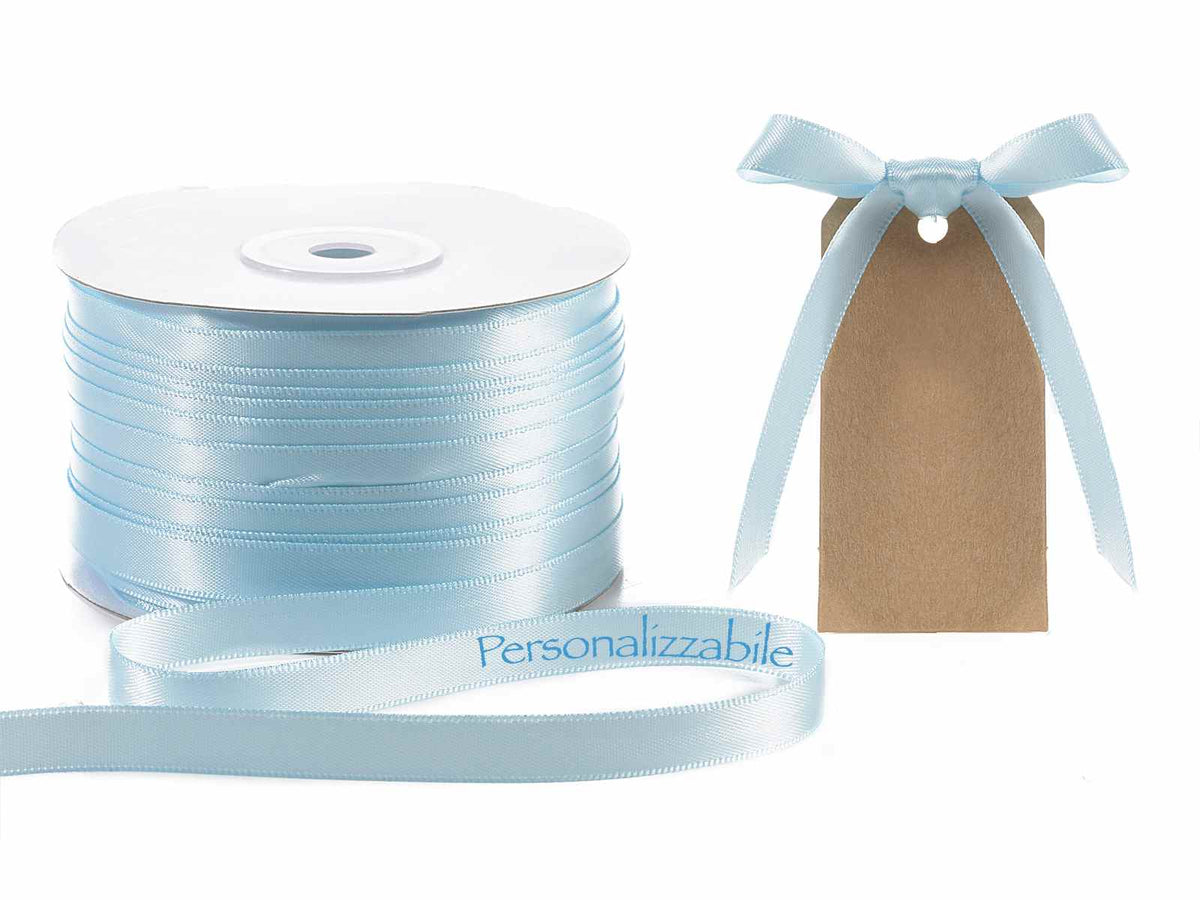 Nastro personalizzato doppio raso azzurro 10 mm, set da 500 pezzi, mm 10 H