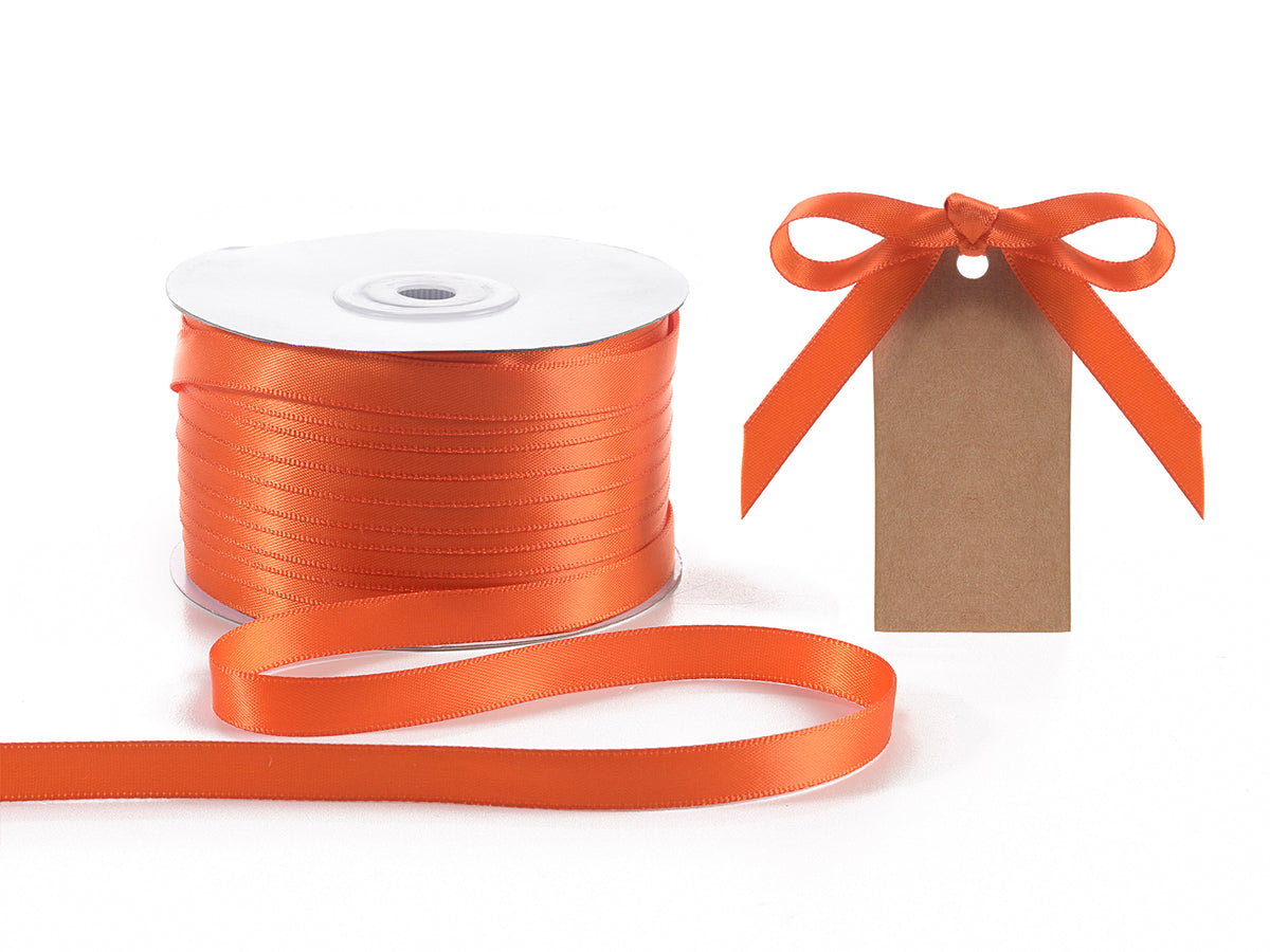 Nastro doppio raso color arancione fiamma, mm 10 x 100 m