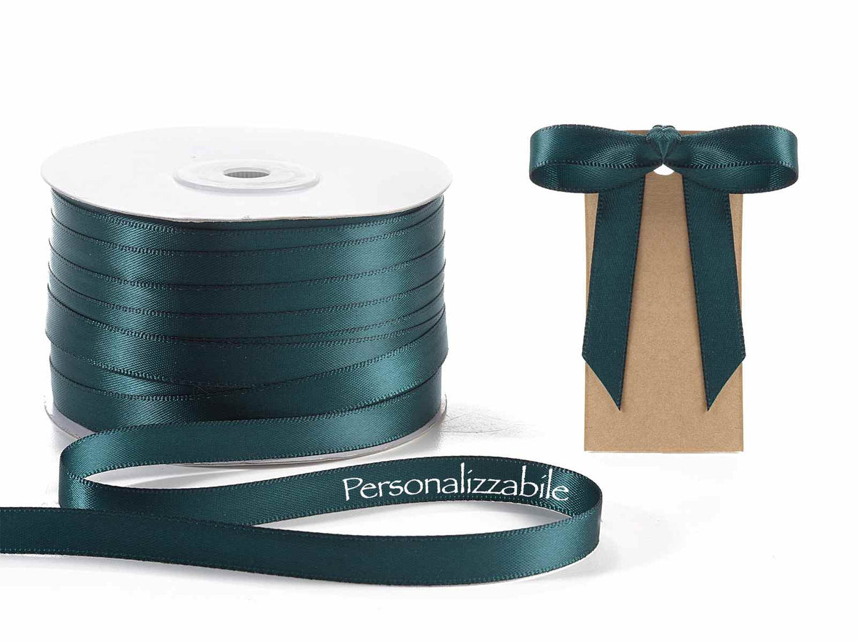 Nastro personalizzato doppio raso verde smeraldo 10 mm, set da 500 pezzi, mm 10 H