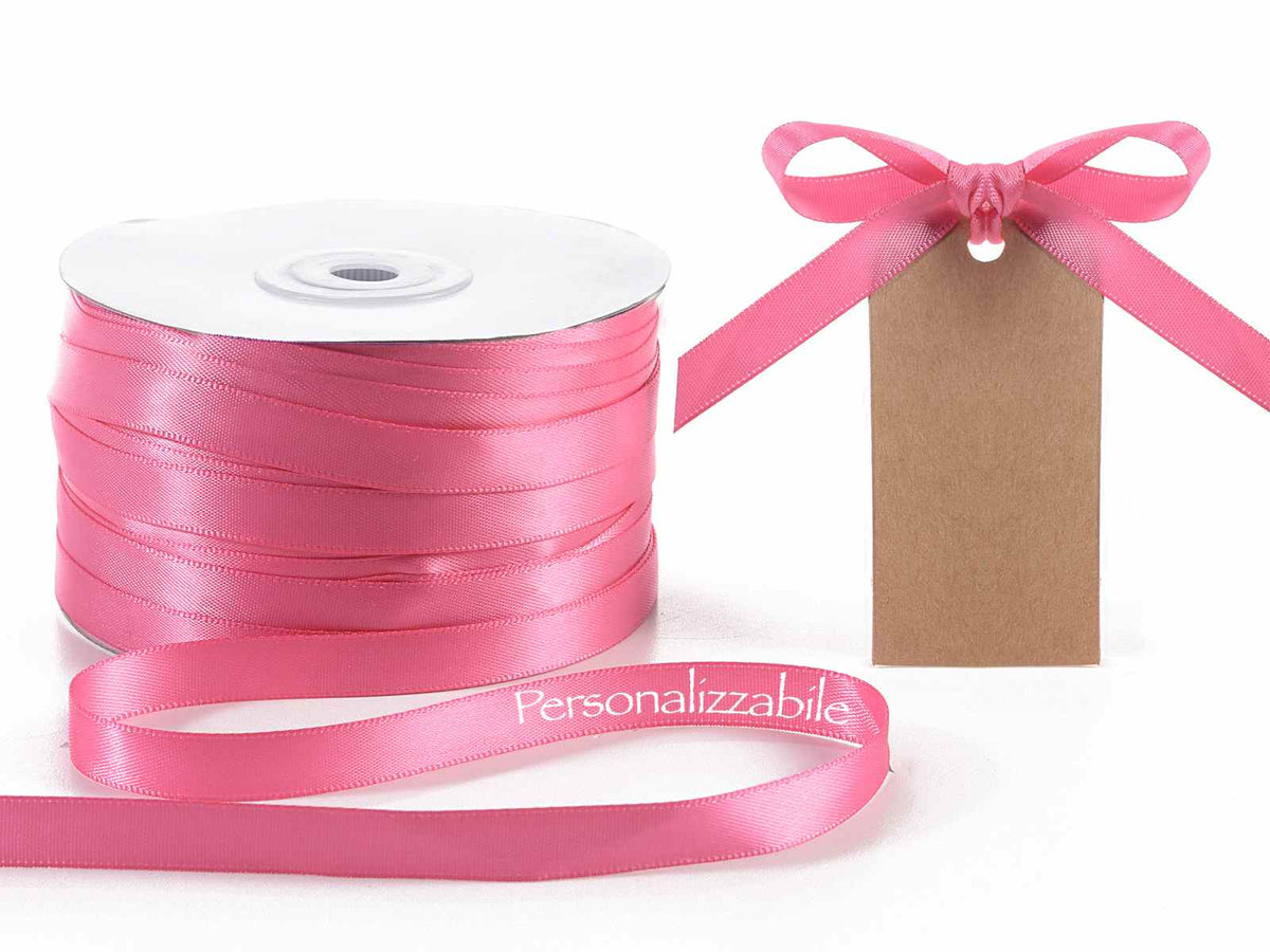 Nastro personalizzato doppio raso rosa shocking 10 mm, set da 500 pezzi, mm 10 H