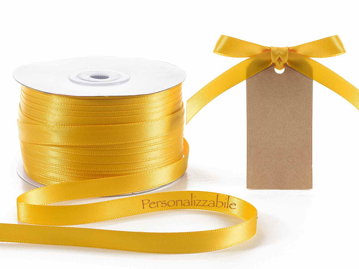 Nastro personalizzato doppio raso giallo ocra 10 mm, set da 500 pezzi, mm 10 H