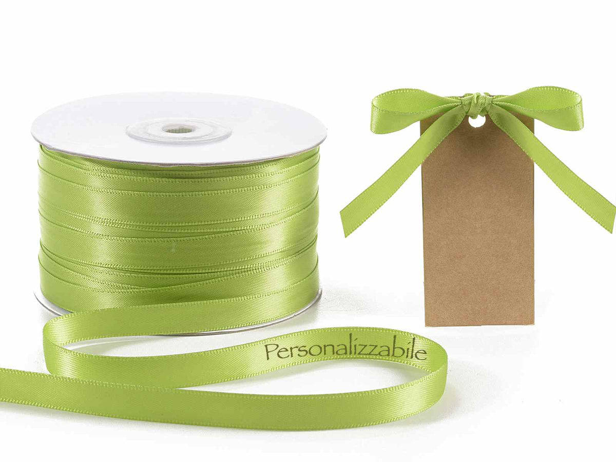 Nastro personalizzato doppio raso verde mela 10 mm, set da 500 pezzi, mm 10 H