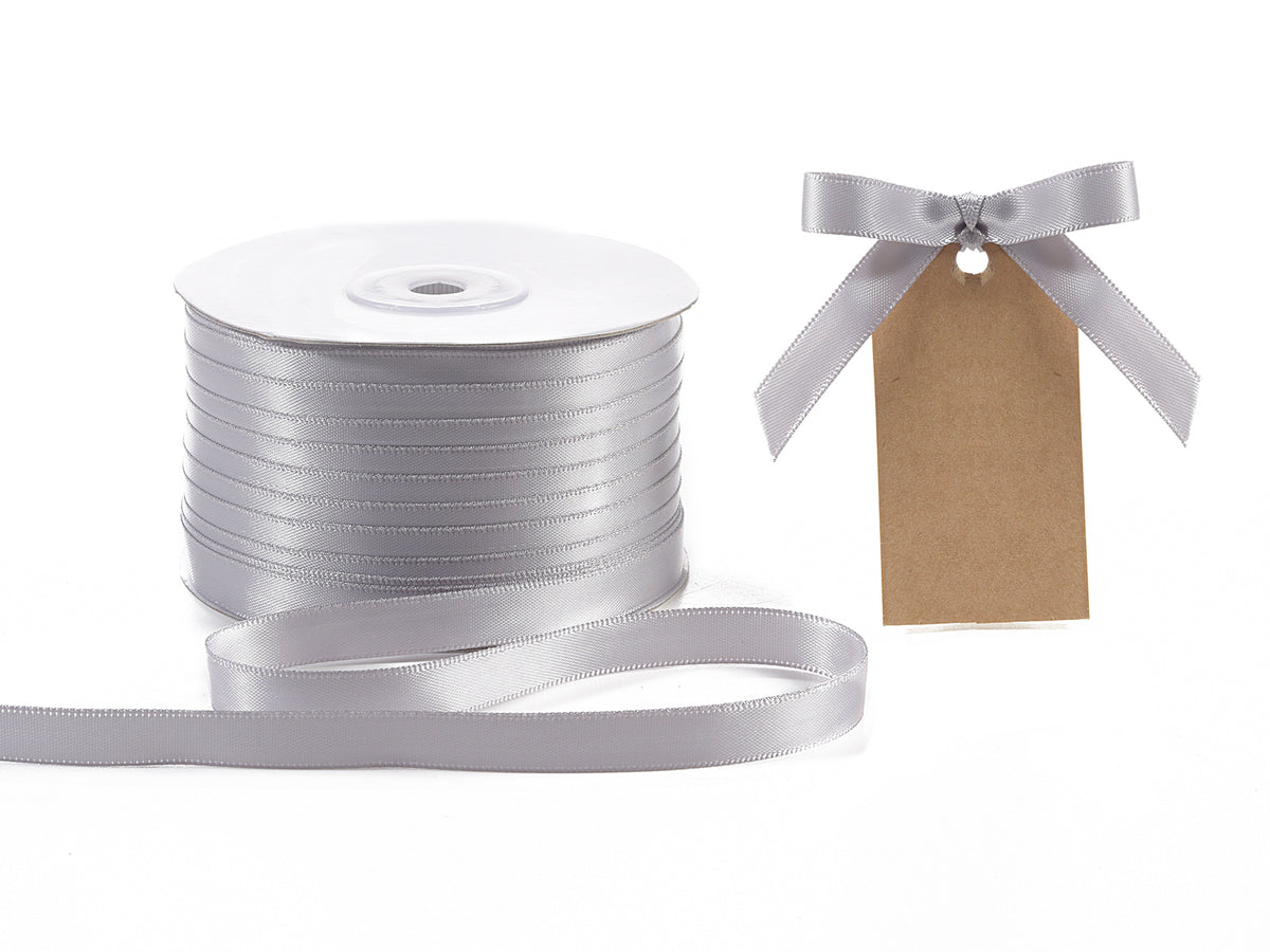 Nastro doppio raso color grigio argento, mm 10 x 100 m