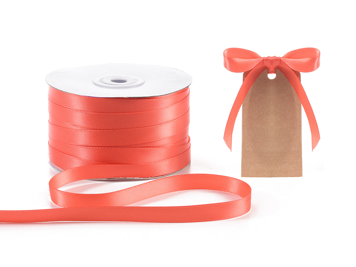 Nastro doppio raso rosso corallo, mm 10 x 100 m