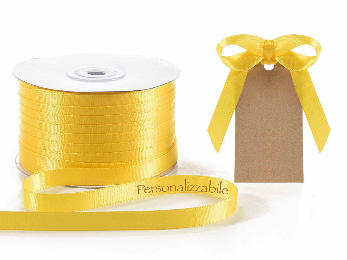 Nastro personalizzato doppio raso giallo sole, set da 500 pezzi, mm 10 H