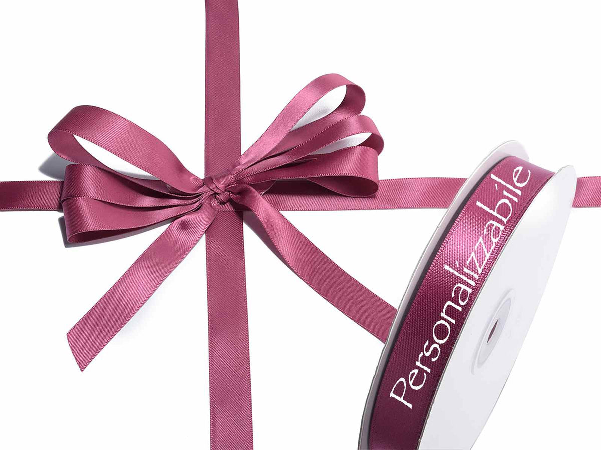 Nastro personalizzato doppio raso vinaccia 15 mm, set da 500 pezzi, mm 15 H