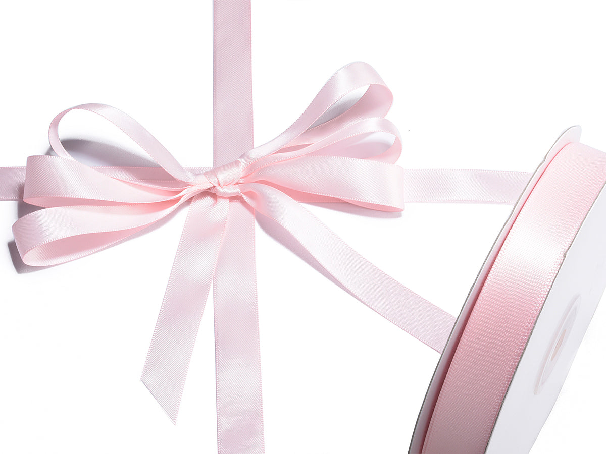 Nastro doppio raso color rosa confetto, mm 15 x 50 m
