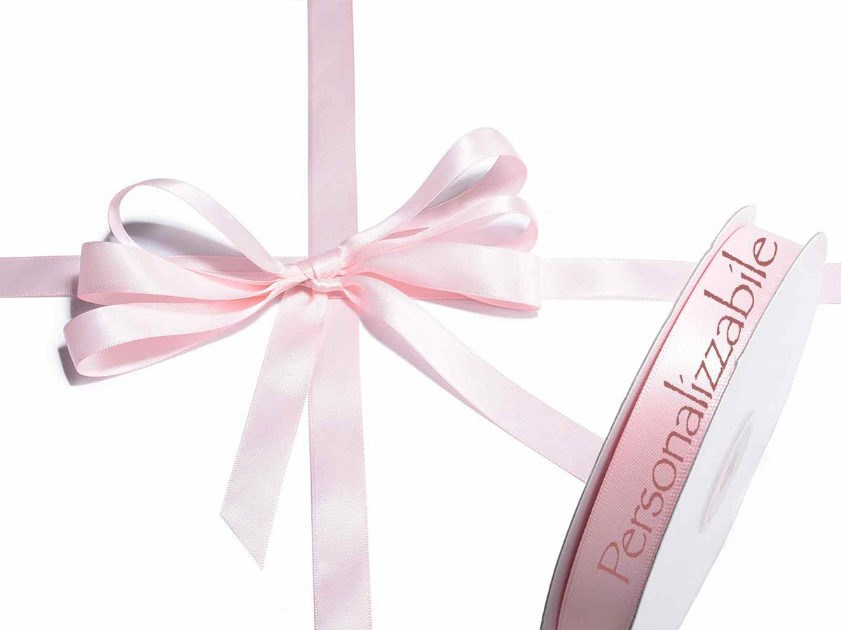 Nastro personalizzato doppio raso rosa confetto 15 mm, set da 500 pezzi, mm 15 H