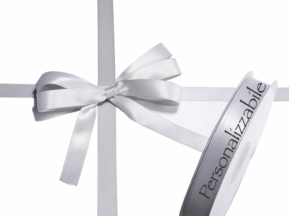 Nastro personalizzato doppio raso grigio argento 15 mm, set da 500 pezzi, mm 15 H