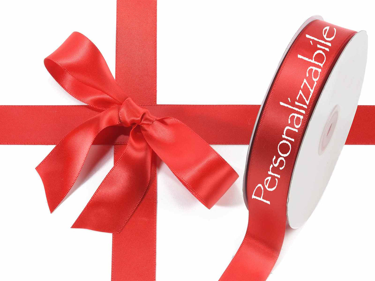 Nastro personalizzato doppio raso rosso fragola 25 mm, set da 500 pezzi, mm 25 H