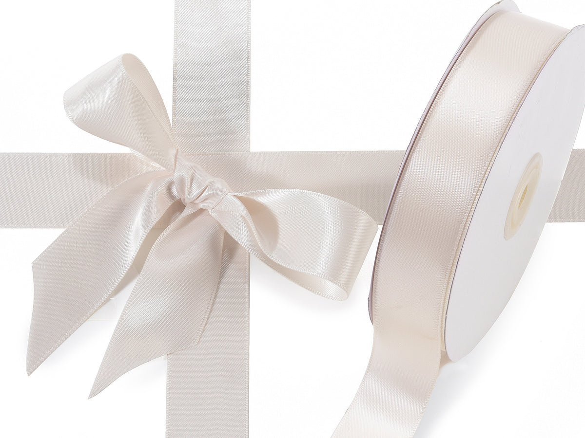 Nastro doppio raso color bianco antico, mm 25 x 50 m
