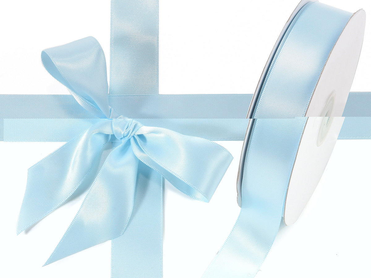 Nastro doppio raso color azzurro baby, mm 25 x 50 m