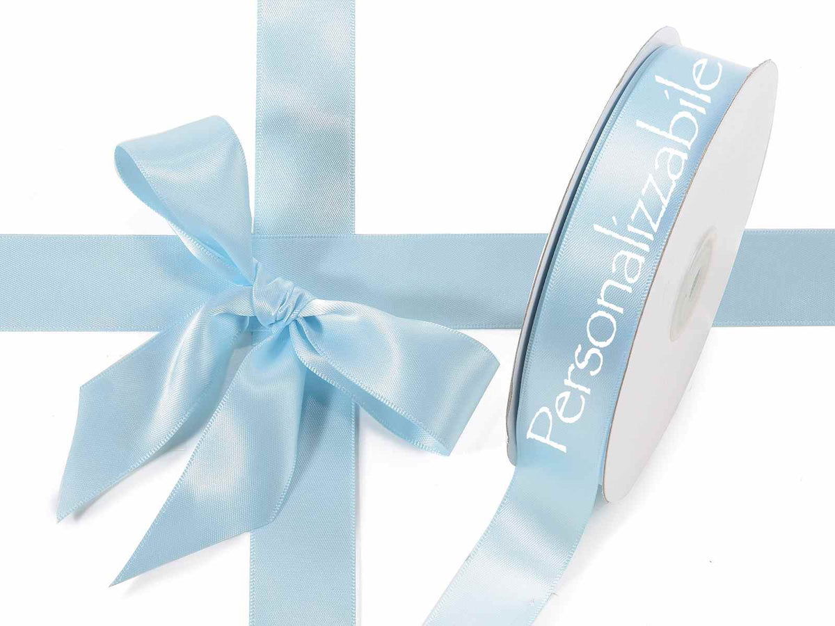 Nastro personalizzato doppio raso azzurro 25 mm, set da 500 pezzi, mm 25 H