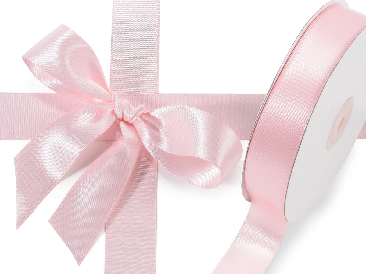 Nastro doppio raso color rosa confetto, mm 25 x 50 m