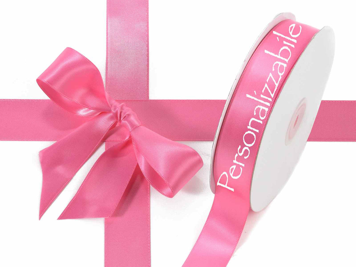 Nastro personalizzato doppio raso rosa shocking 25 mm, set da 500 pezzi, mm 25 H