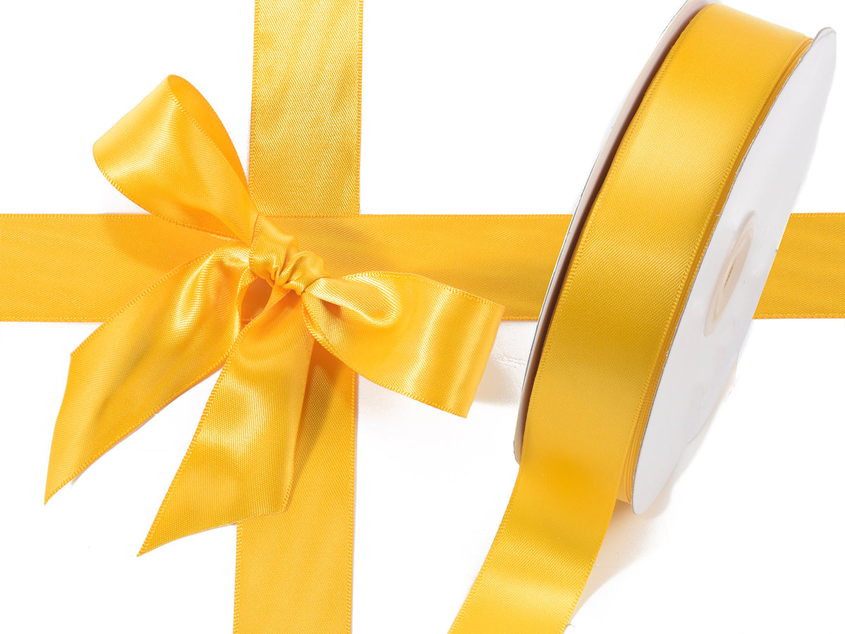 Nastro doppio raso color giallo ocra, mm 25 x 50 m