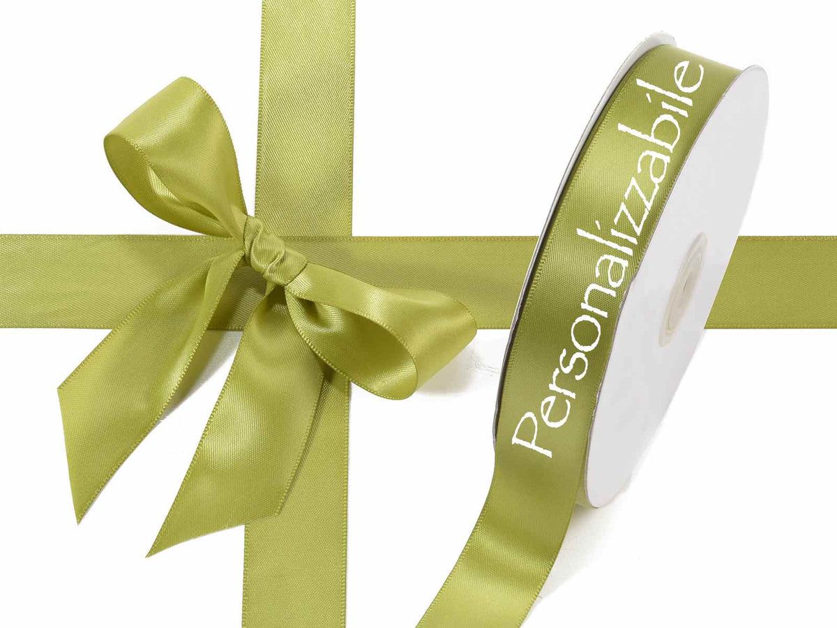 Nastro doppio raso verde oliva personalizzato da mm 25 x 50 m, set da 500 pezzi, mm 25 H