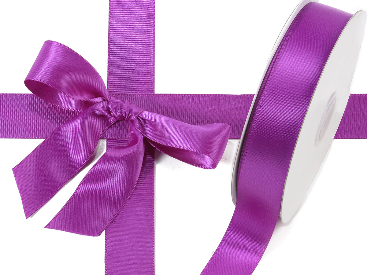 Nastro doppio raso color viola orchidea, mm 25 x 50 m