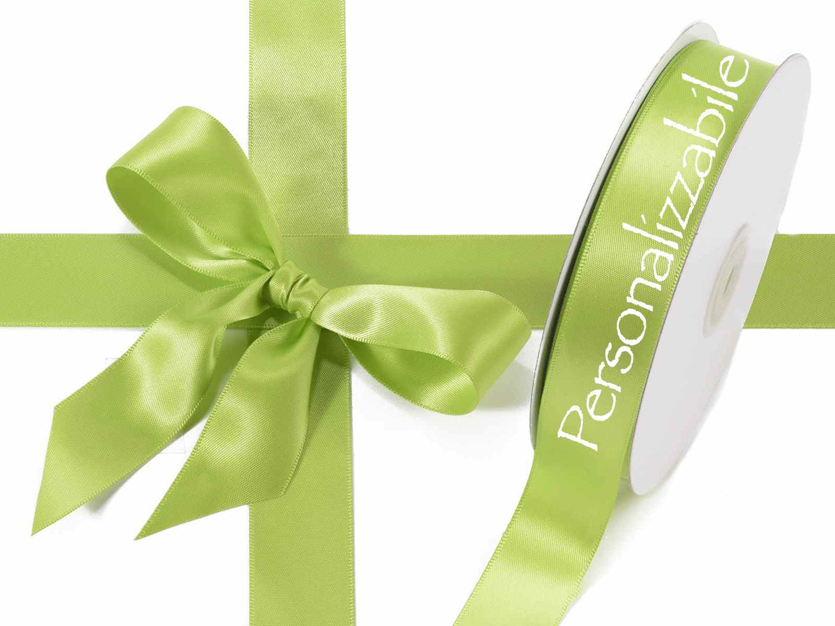 Nastro personalizzato doppio raso verde mela 25 mm, set da 500 pezzi, mm 25 H