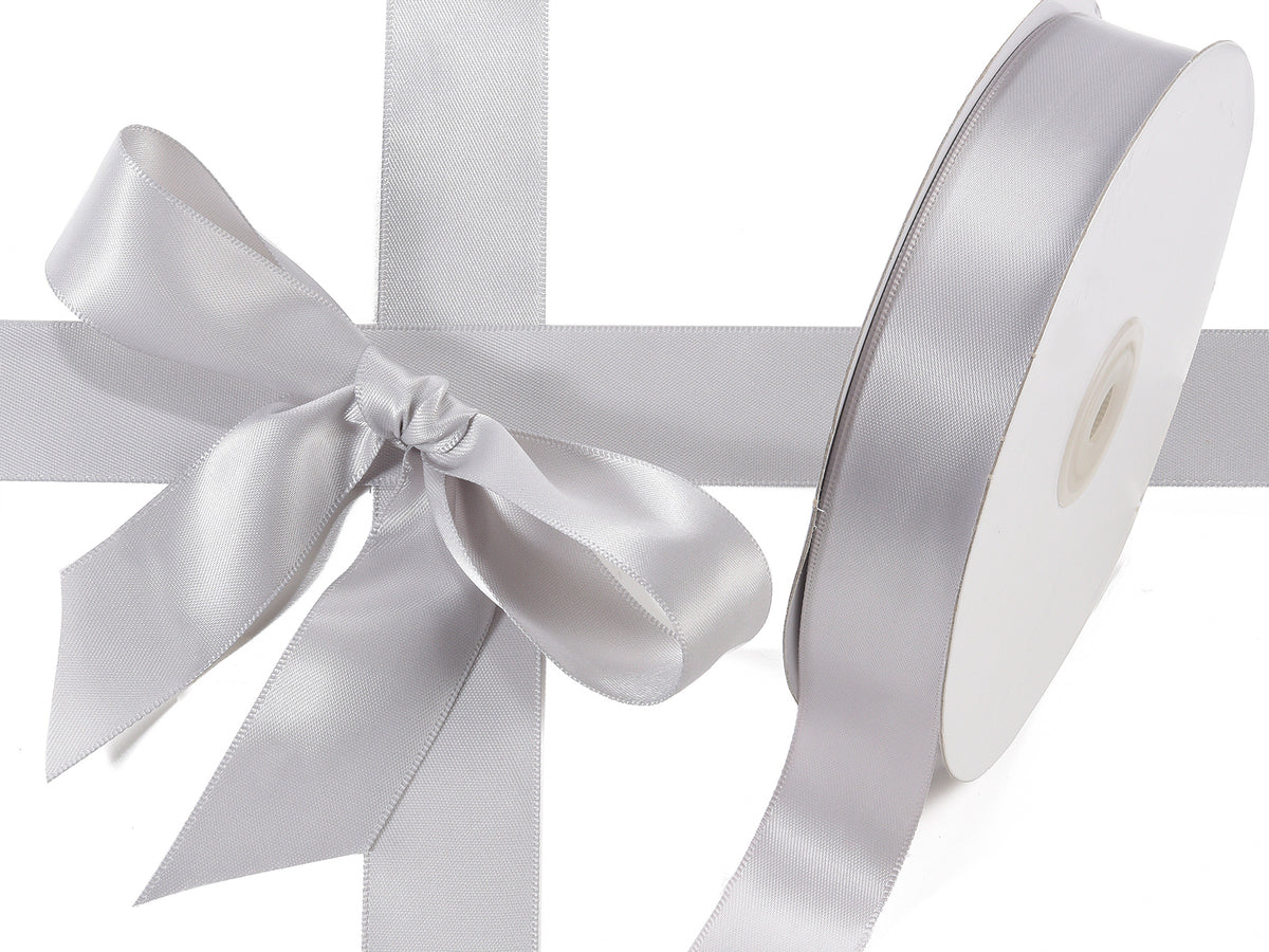 Nastro doppio raso color grigio argento, mm 25 x 50 m