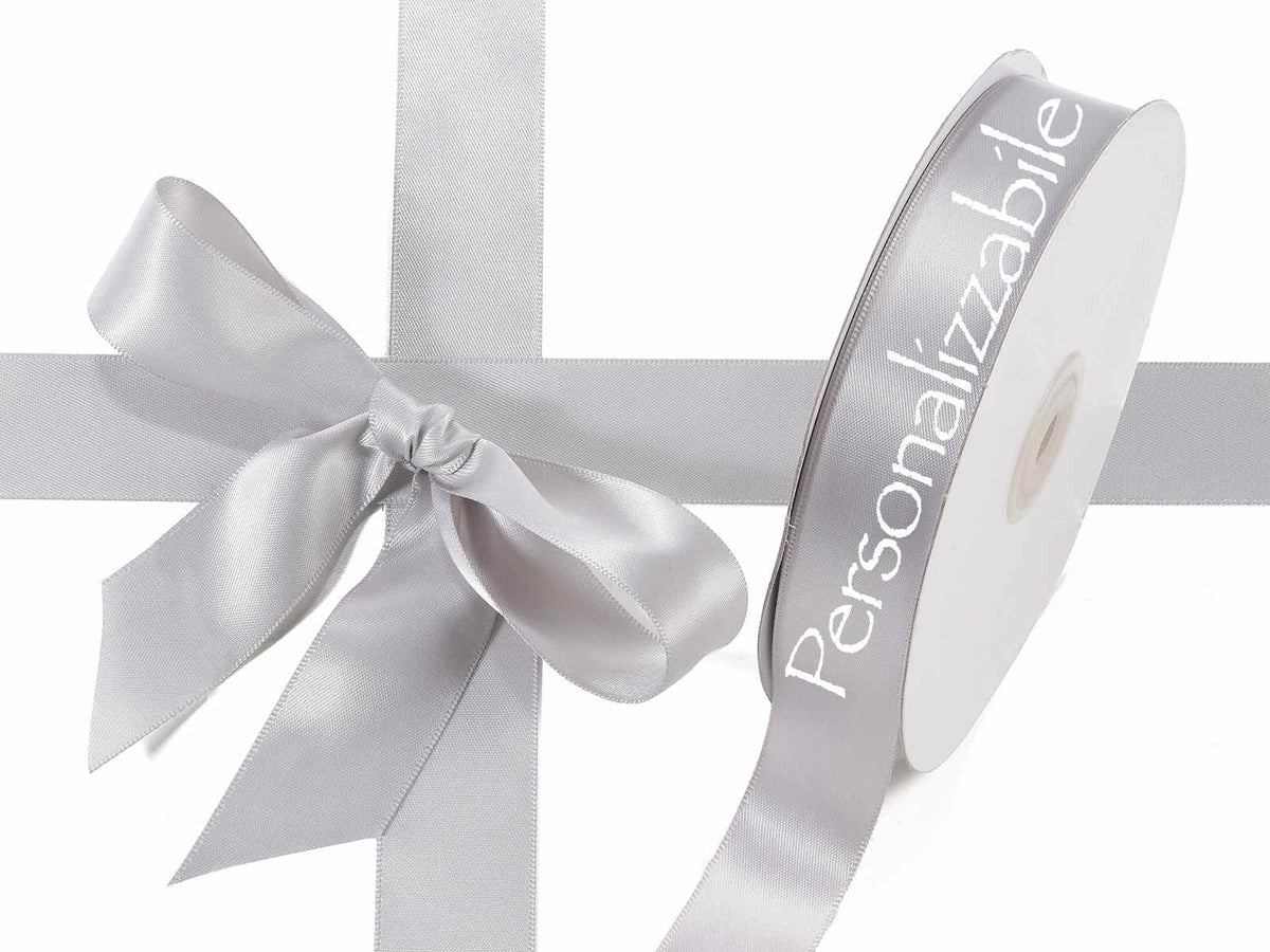 Nastro personalizzato doppio raso grigio argento 25 mm, set da 500 pezzi, mm 25 H