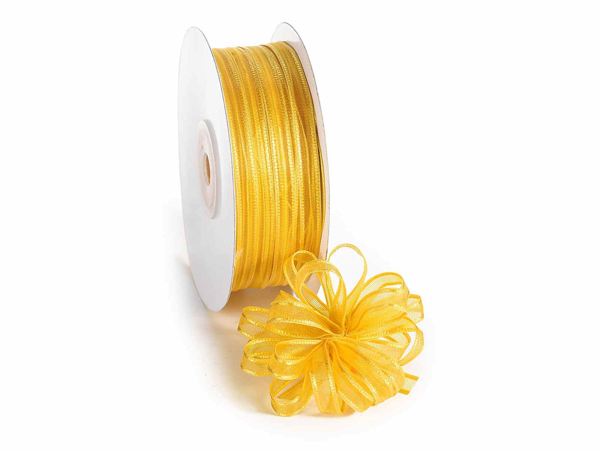 Nastro velo giallo girasole con tirante per fiocco facile, mm 6 x 50 m