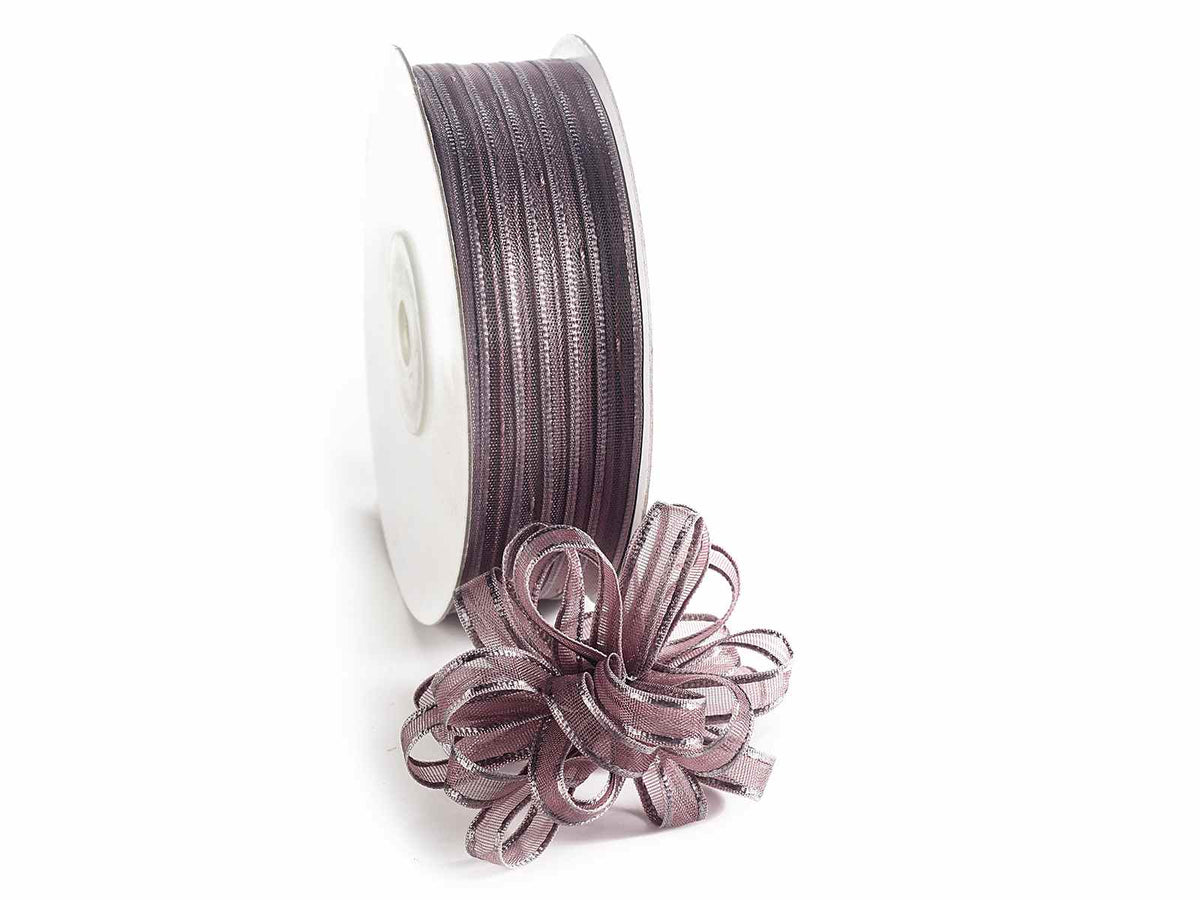 Nastro velo grigio tortora con tirante per fiocco facile, mm 6 x 50 m