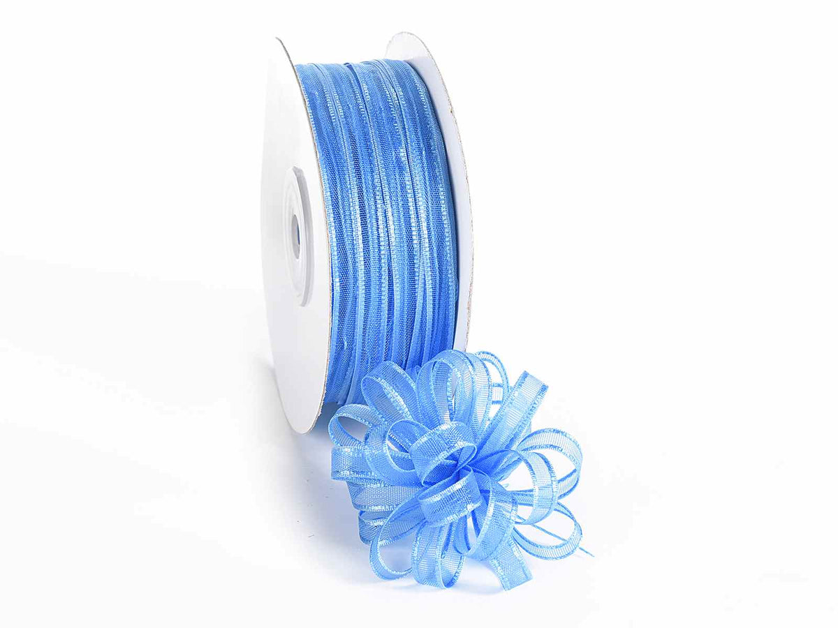 Nastro velo blu avio con tirante per fiocco facile, mm 6 x 50 m