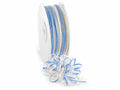 Nastro velo bicolore ecrù e blu avio con tirante per fiocco facile, mm 6 x 50 m
