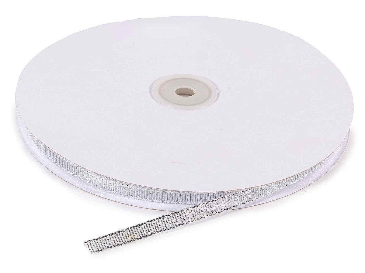 Nastro lamé argento, ideale per confezioni regalo, decorazioni natalizie, mm 7 x 100 m