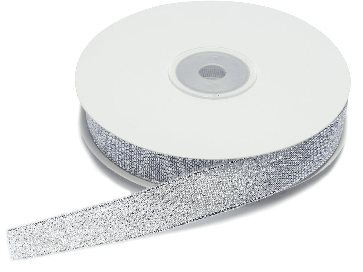 Nastri lamé argento, ideali per confezioni regalo, decorazioni natalizie, mm 17 x 25 m