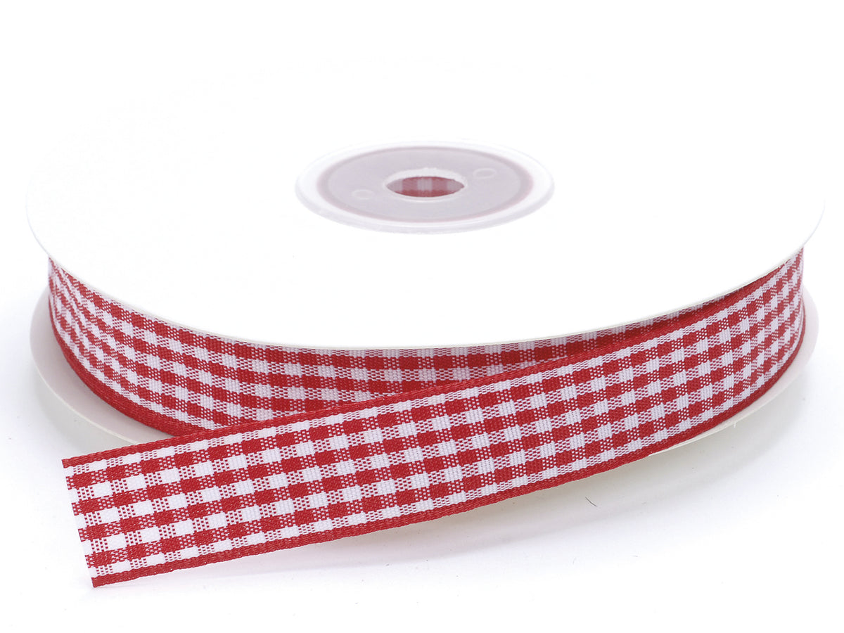 Nastro a quadretti rosso fragola bianchi, mm 15 x 25 m