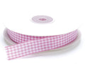 Nastro rosa a quadretti bianchi, mm 15 x 25 m