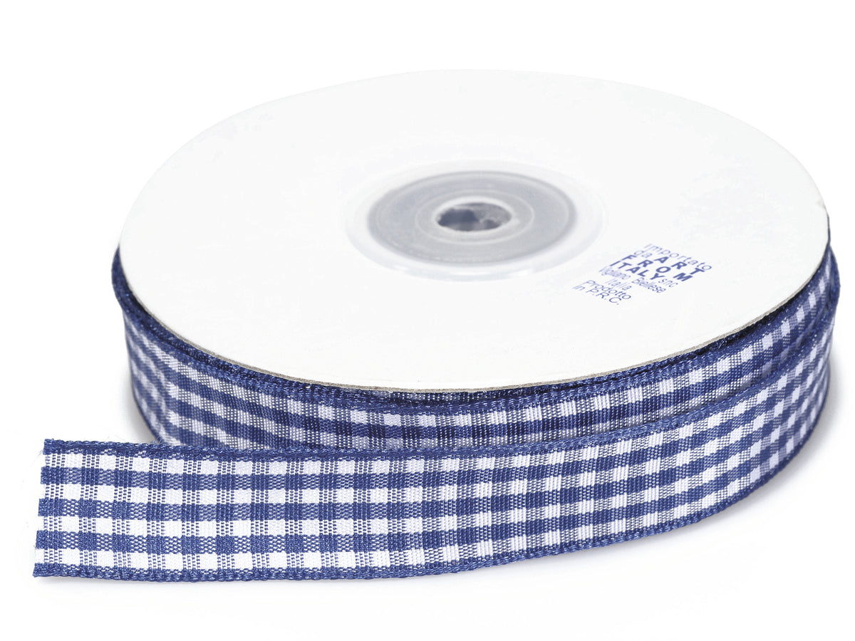 Nastro blu a quadretti bianchi, mm 15 x 25 m