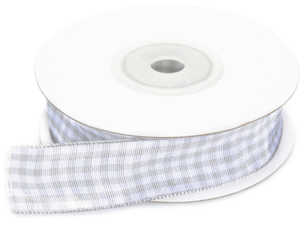 Nastro a quadretti grigio perla bianchi, mm 15 x 25 m