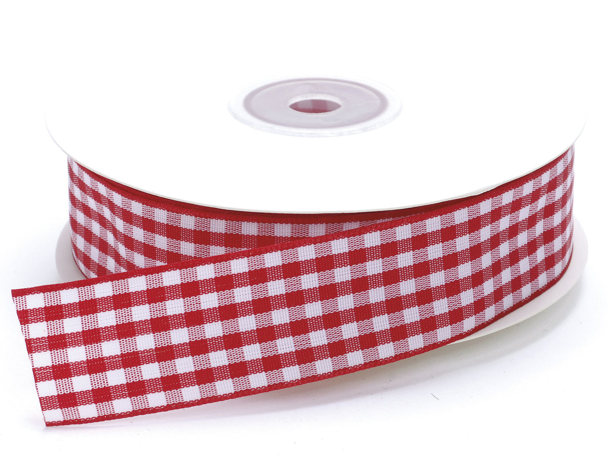 Nastro rosso a quadretti bianchi, mm 25 x 25 m