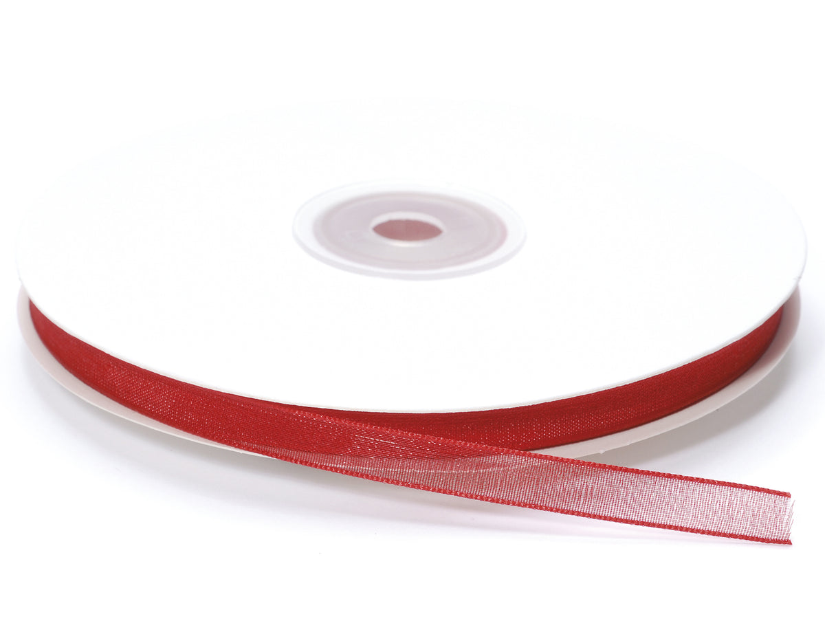 Nastro organza rosso fragola, mm 7 x 50 m