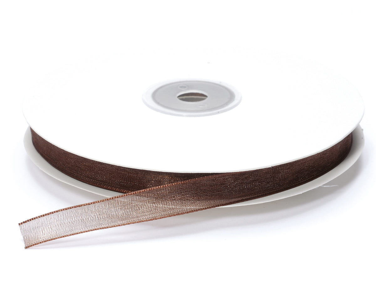 Nastro organza marrone cioccolato, mm 10 x 50 m