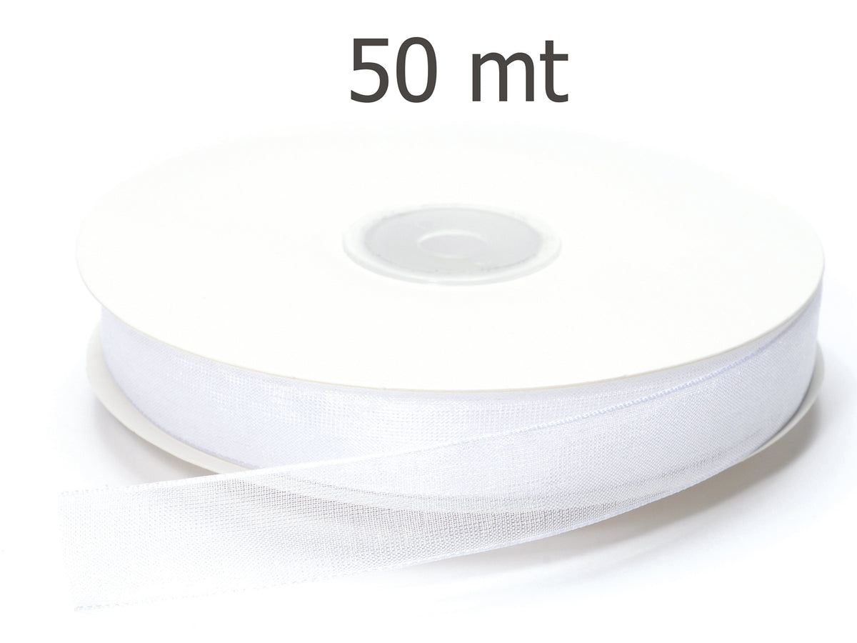 Nastro organza bianco neve 15mmx50m, mm 15 x 50 m